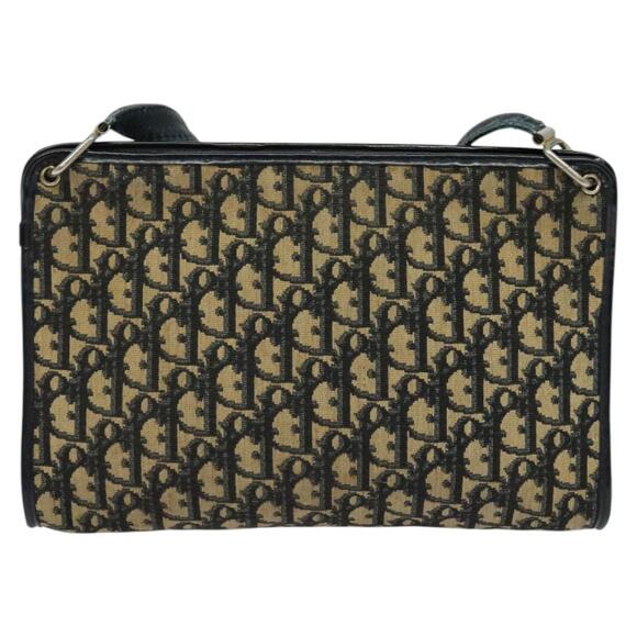 DIOR Trotter Canvas Shoulder Bag Navy Gold - Picture 3 of 11